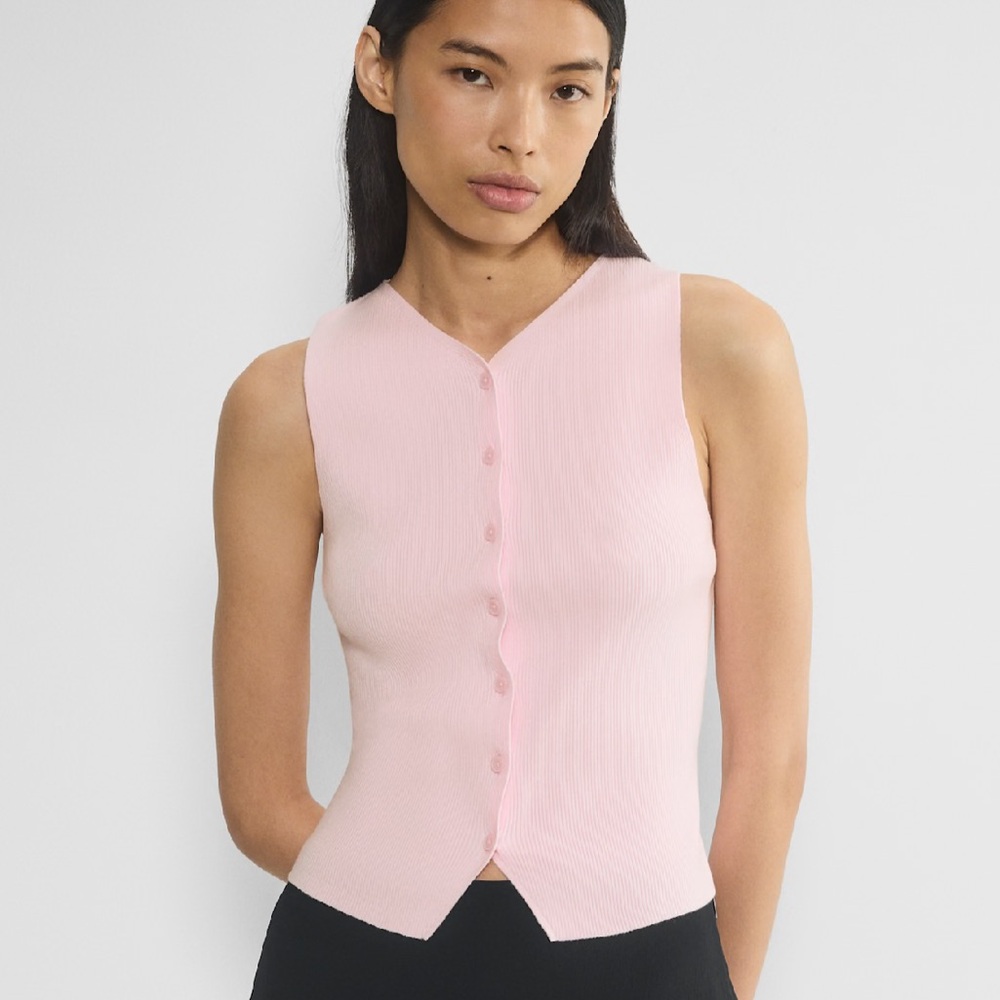 Aritzia Light Pink Button-Front Tank Top